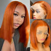 Picture of Flady Ginger Orange Bob Wig Human Hair 13x4 HD Lace Front Wigs Human Hair Pre Plucked with Small Knots 150% Density 350# Colored Lace Frontal Bob Wigs Straight Bob Wigs for Black Women 14 inch
