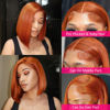 Picture of Flady Ginger Orange Bob Wig Human Hair 13x4 HD Lace Front Wigs Human Hair Pre Plucked with Small Knots 150% Density 350# Colored Lace Frontal Bob Wigs Straight Bob Wigs for Black Women 14 inch
