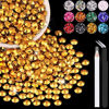 Picture of 2500PCS 5mm Resin Rhinestones in Bulk (Gold), Bedazzling Flatback Crystals for Crafts DIY Nail Decoration, Gems Charms for Tumbler Shoes Clothing Fabric with Pickup Pen and Tweezers