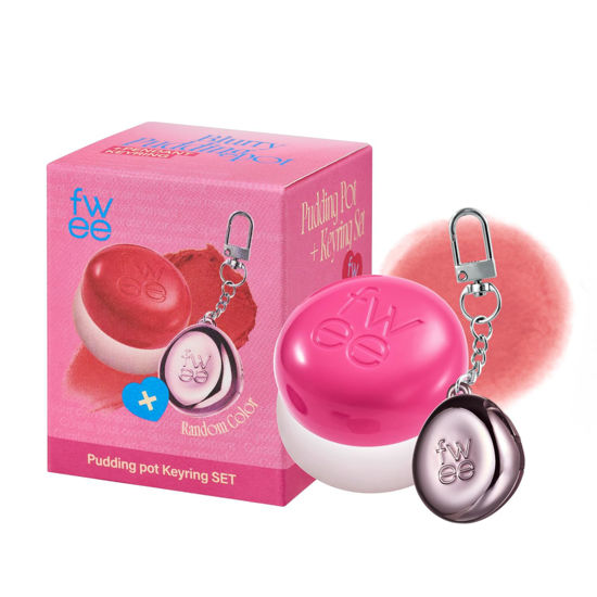 Picture of fwee Lip&Cheek Blurry Pudding Pot + Pendant Keyring | Skirt | Random Colored Keyring | Makeup Blush, Buildable Lightweight, Multi-Use Soft Matte Finish | 5g