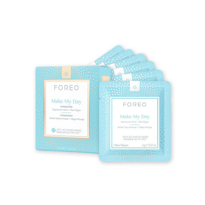 Picture of FOREO Make My Day UFO Activated Facial Mask for Dry Dehydrated Skin, 7 pack, Moisturizing & Anti-pollution, Hyaluronic Acid & Red Algae, Clean Formula, Cruelty-free, Compatible with all UFO devices