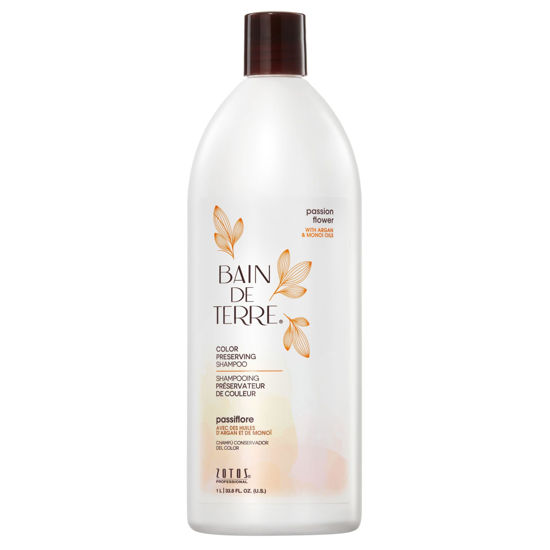 Picture of Bain de Terre Passion Flower Color Preserving Shampoo, for Vibrant Color & Protection from Fading, with Argan & Monoi Oils, Paraben-free, Vegan, 33.8 Fl Oz