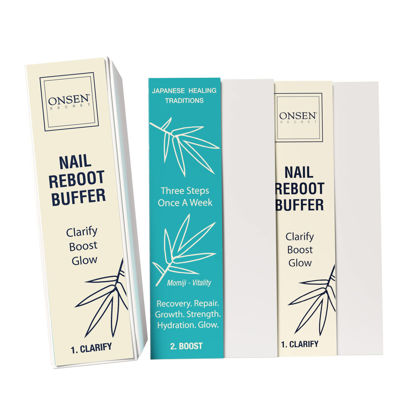 Picture of Professional Nail Buffer Block | Made in USA | Ultimate Shine Nail Buffing Block w/ 3 Way Buffing Methods & Replacement Buffer Pads | Japanese Buffer Block + 4 Replacement Buffer Pads Bundle by Onsen