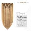 Picture of Clip in Hair Extensions Real Human Hair Strawberry Blonde to Bleach Blonde Human Hair Extensions 22 Inch Straight Double Weft Remy Hair Extensions Clip in Human Hair 70g 7pcs #12p613