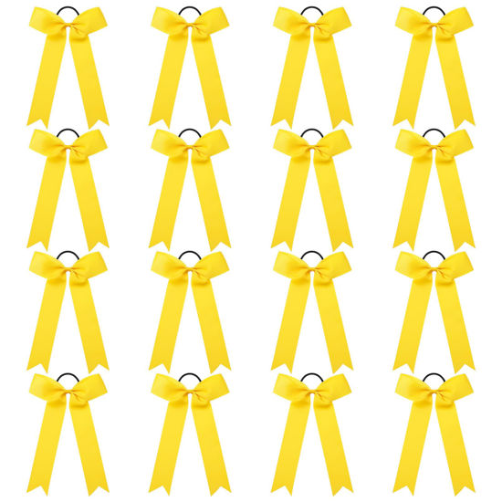Picture of DEEKA 16 PCS Hair Accessory - Collegiate Style Cheer Bows for Girls Teens Softball Cheerleader Sports - Yellow