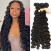 Picture of Brazilian Loose Deep Wave 4 Bundles Loose Wave Human Hair Bundles 100% Unprocessed Virgin Remy Loose Deep Wave Human Hair Bundles for Black Women 10 12 14 16 Can Be Dyed and Bleached Natural Black