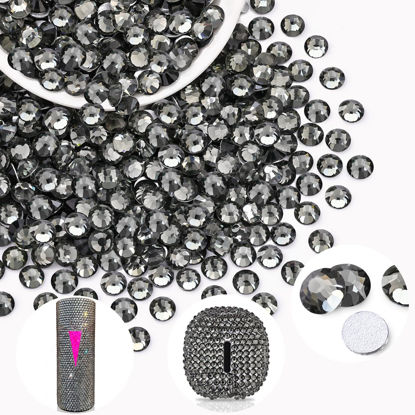 Picture of 400PCS SS30/6mm Crystal Rhinestones (Black Diamond), Bedazzling Flatback Glass Rhinestones for Crafting DIY Nail Art Makeup Decoration, Gems Diomand Charms for Tumbler Shoes Clothing Mug