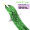 Picture of MISSUHUI Hair Tinsel Kit with Tools 47Inch 1200 Strands Fairy Hair Tinsel Heat Resistant Glitter Tinsel Hair Extensions Sparkling Shiny Hair Tinsel Strands Kit for Women Girls 6Pcs (Green)
