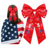 Picture of 4th of July Hair Bows for Women Fourth Of July Hair Accessories Outfits Silky Satin Red White and Blue Hair Bows American Flag Star Patriotic Hair Ribbon Bow Clips Gifts Party Favors (Red 5)