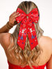 Picture of 4th of July Hair Bows for Women Fourth Of July Hair Accessories Outfits Silky Satin Red White and Blue Hair Bows American Flag Star Patriotic Hair Ribbon Bow Clips Gifts Party Favors (Red 5)
