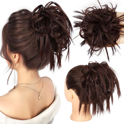 Picture of HMD Tousled Updo Messy Bun Hairpiece Hair Extension Ponytail with Elastic Rubber Band Updo Ponytail Hairpiece Synthetic Hair Extensions Scrunchies Ponytail Hairpieces for Women(33A)