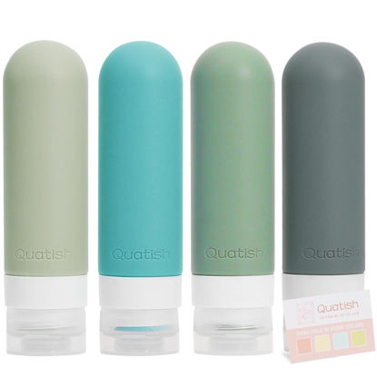 Picture of Quatish Travel Bottles for Toiletries【Original Patented】, 3 oz Tsa Approved Leak Proof Travel Size Containers, Silicone Shampoo and Conditioner Bottles, 4 Pack Travel Size Bottles, Morandi