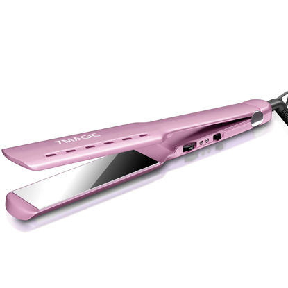 Picture of 7MAGIC Nano Titanium Hair Straightener, 1.7" Wide Flat Iron for All Hair Types, Flat Iron Hair Straightener with 5 Temp, Hair Iron with Dual Voltage, Straightening Iron for Fast Straightening, Purple