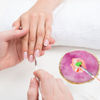 Picture of 2 Pcs Resin Nail Art Palette, Nail Art Painting Mixed Color Palettes Gold Edge Nail Holder Nail Art Display Board (Purple, White)