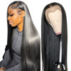 Picture of Dasollak 13x6 Straight Lace Front Wigs Human Hair HD Transparent Lace Front Human Hair Wigs for Black Woman Brazilian Lace Frontal Wigs Human Hair Glueless Wigs Human Hair Pre Plucked Natural Color