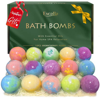 Picture of Bath Bombs for Women Gift Set, 15 Pcs Handmade Bubble Bathbombs, Shea & Coco Butter Dry Skin Moisturize, SPA Relaxing Gifts for Women & Men, Her, Girls, Wife, Birthday