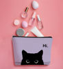 Picture of BARPERY Cat Makeup Bag, Cute Makeup Bag, Cat Gifts for Cat Lovers Women, Black Cat Gifts, Hi Black Cat Kitty Cosmetic Bag, Cat Makeup Pouch, Cat Stuff for Cat Lovers (Retro Stripes)