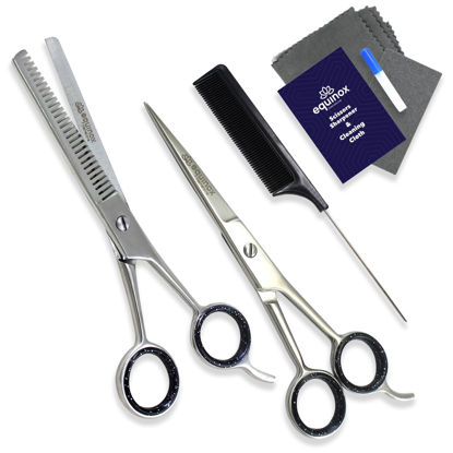 Picture of Equinox Professional Hair Cutting Scissors Set - Blending Shears for Hair Cutting Set includes Rat Tail Comb - 6.5” - Barber Scissors Kit for Men and Women - Blending Scissors for Cutting Hair