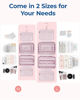 Picture of BAGSMART Travel Toiletry Bag with Jewelry Organizer, Hanging Travel Bag for Toiletries, Puffy Makeup Cosmetic Bag Organizer, Carry-on Travel Accessories Essentials, Pink-M