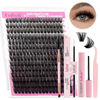 Picture of FADLASH DIY Lash Extension Kit Individual Lashes Cluster D Curl Eyelash Extension Kit D Curl Lash Clusters Lash Applicator Tool for Self Application at Home(KIT 80D-D-12-18mm)