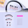 Picture of Black French Tip Press on Nails Long Square Fake Nails with 3D Bow Designs Glossy Acrylic Nails Full Cover Glue on Nails for Women Manicure Nails Decoration 24Pcs
