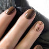 Picture of Brown Press on Nails Short Square Fake Nails with Gold Leaves Designs Brown Full Cover Glue on Nails Fall False Nails Press ons Glossy Acrylic Stick on Nails for Women 24 Pcs