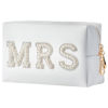 Picture of Bride Makeup Bag, Bride Patch MRS Cosmetic Bag, Pearl Rhinestone Letter Toiletry Bag, Wedding Bag, Portable PU Leather Waterproof Zipper Pouch, Bride Gift, Bridal Shower Gift, Engagement Gift