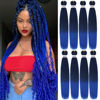 Picture of Liang Dian Pre Stretched Braiding Hair Ombre 30 Inch 8 Packs Synthetic Crochet Braids Hot Water Setting Professional Soft Yaki Texture Synthetic Hair Extensions(30 Inch 1B/Blue)