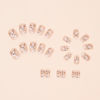 Picture of 24 Pcs Small Flower Press on Nails Short Square Fake Nails White Flowers Glue on Nude False Nails Cute Spring Nail Art Decorations Short Square Stick on Nails for Women and Girls