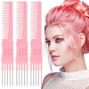 Picture of Leinuosen 3 Pack Carbon Lift Teasing Combs with Metal Prong, Salon Teasing Back Combs (Pink)