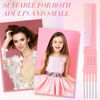 Picture of Leinuosen 3 Pack Carbon Lift Teasing Combs with Metal Prong, Salon Teasing Back Combs (Pink)