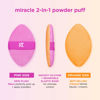 Picture of Real Techniques Miracle 2-In-1 Powder Puff 2 Pack, Dual-Sided, Full Size Makeup Blending Puff, Reversible Elastic Band, Makeup Sponge & Powder Puff, For Liquid, Cream & Powder Products, Crulety-Free