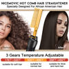 Picture of NICEMOVIC Ceramic Heating Hair Straightener Comb - Hot Pressing Brush for Natural Black Hair, Beard Wigs, and Curling (Gold)