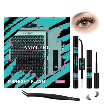 Picture of Lash Clusters Kit 320Pcs,80D DIY Individual Lashes Extension Kit,Lash Bond And Seal,Lash Remover For Eyelashes Extensions,Lash Applicator Tool For False Eyelash Cluster Kit At Home(D-Mix10-16mm)