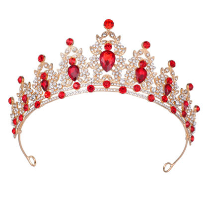 Picture of Kamirola - Queen Crown and Tiaras Princess Crown for Women and Girls Crystal Headbands for Bridal, Princess for Wedding and Party（01） (Gold Red)