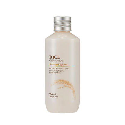 Picture of The Face Shop Rice Ceramide Moisturizing Toner - Rice Extract Rice Toner for Face - Strengthens Skin Barrier - Hydrating Targets Dryness - Lightweight Face Moisturizer - Glow Essence Korean Skin Care