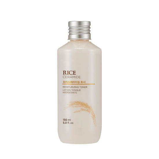 Picture of The Face Shop Rice Ceramide Moisturizing Toner - Rice Extract Rice Toner for Face - Strengthens Skin Barrier - Hydrating Targets Dryness - Lightweight Face Moisturizer - Glow Essence Korean Skin Care