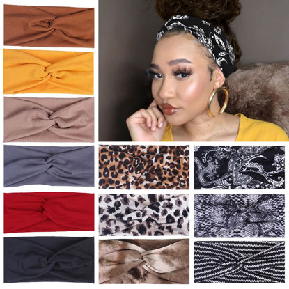 Picture of XTREND 12 Pcs Women's Headbands Twisted Cross Elastic Headbands Yoga Workout Headbands Non-Slip Sweat Soft Headbands Solid Color Simple Versatile Hair Accessory Headbands
