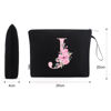 Picture of Vavabox A-Z Personalized Makeup Bag,Birthday Gifts for Women Mom,Gifts for Best Friend,Bride Bridesmaid Cosmetic bag (J, Black)
