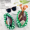 Picture of 2Pcs Checkered Makeup Bag for Women Girls Pencil Pouch Travel Small Cosmetic Bag Set Cute Makeup Pouch Purse Pencil Case Pencil Bag Zippered Toiletry Bag Organizer Preppy Trendy Storage Bag(Green)