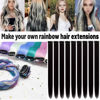 Picture of TOFAFA 22 inch Colored Hair Extensions, Multi-colors Party Highlights Clip in Synthetic Hair Extensions, Color Party Highlights Hairpieces for Girls Women(10 PCS Black)
