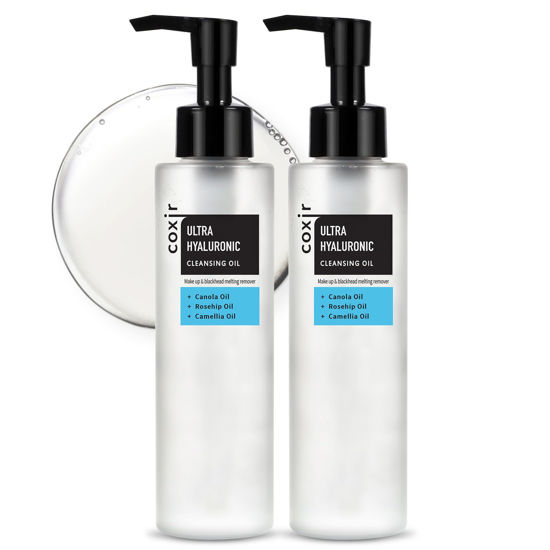 Picture of coxir ULTRA HYALURONIC CLEANSING OIL l Korean Facial Cleanser, Blackhead Makeup Removal with Hyaluronic Acid, Cruelty Free, No Mineral Oil [5.07 Fl.oz(pack of 2)]