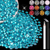 Picture of 4000PCS 4mm Resin Rhinestones in Bulk (Indicolite), Bedazzling Flatback Crystals for Crafts DIY Nail Decoration, Gems Charms for Tumbler Shoes Clothing Fabric with Pickup Pen and Tweezers