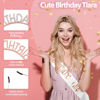 Picture of Birthday Crown Birthday Sash for Women, Birthday Girl Sash, Birthday Girl Crown, White Birthday Sash and Crown Rhinestone Headband Set, Happy Birthday Girl Princess Tiara Sash Accessories Gifts