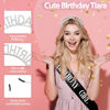 Picture of Birthday Sash Birthday Crown for Women, Birthday Girl Sash, Birthday Girl Crown, Black Birthday Sash and Crown Rhinestone Headband Set, Happy Birthday Girl Princess Tiara Sash Accessories Gifts