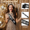 Picture of Birthday Sash Birthday Crown for Women, Birthday Girl Sash, Birthday Girl Crown, Black Birthday Sash and Crown Rhinestone Headband Set, Happy Birthday Girl Princess Tiara Sash Accessories Gifts
