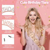 Picture of Birthday Crown Birthday Sash for Women, Birthday Girl Sash, Birthday Girl Crown, Glitter Rose Gold Birthday Sash and Crown Rhinestone Headband Set, Happy Birthday Girl Princess Tiara Sash Accessories