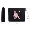 Picture of Vavabox A-Z Personalized Makeup Bag,Birthday Gifts for Women Mom,Gifts for Best Friend,Bride Bridesmaid Cosmetic bag (K, Black)