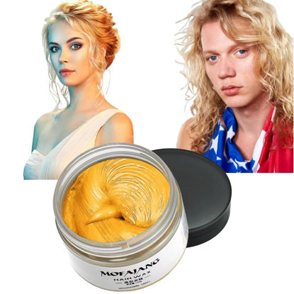 Picture of Asocrew Gold Temporary Hair Wax Color Spray - Hair Dye Blonde Spray for Halloween Cosplay, Party (4.23 oz)