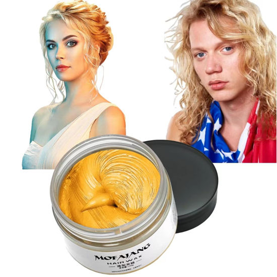 Picture of Asocrew Gold Temporary Hair Wax Color Spray - Hair Dye Blonde Spray for Halloween Cosplay, Party (4.23 oz)